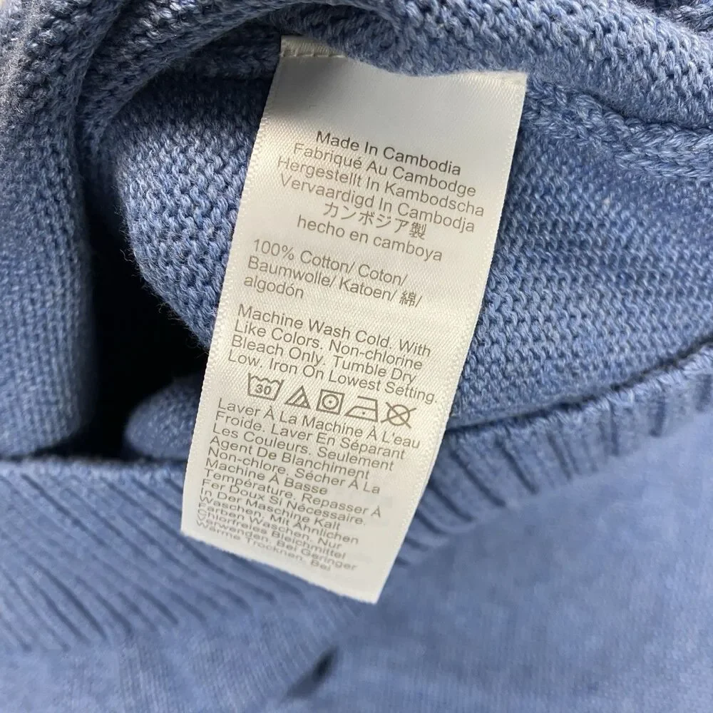 J Crew Sweater Mens XL Blue Heritage Cotton Crewneck Raglan Casual Fall BI841